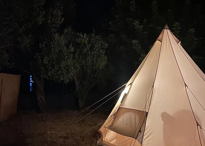 Canvas Tent Near The Agean Sea
